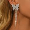 Rhombus Necklace Set Bridal Accessories Fashion Long Tassel Butterfly Earrings Jewelry Set