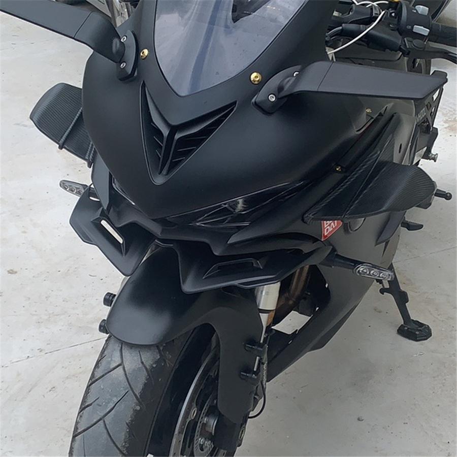 2pcs Motorcycle Side Winglet Wind Fin Spoiler Trim Cover Air Deflector ABS Black