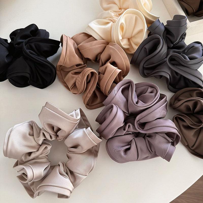 French Satin Large Hair Ropes Headband For Women Simple Oversized Elastic Hairband Scrunchies Hair Ornament Ponytail Headwear