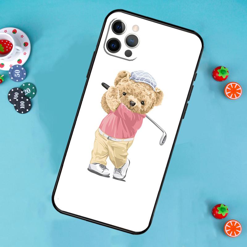 

Cute Bear Cool Doll Phone Case For iPhone 17 Air 14 16 15 11 12 13 Pro Max 12 13 mini 15 16 Plus 16e Cover Funda iPhone 17 Pro