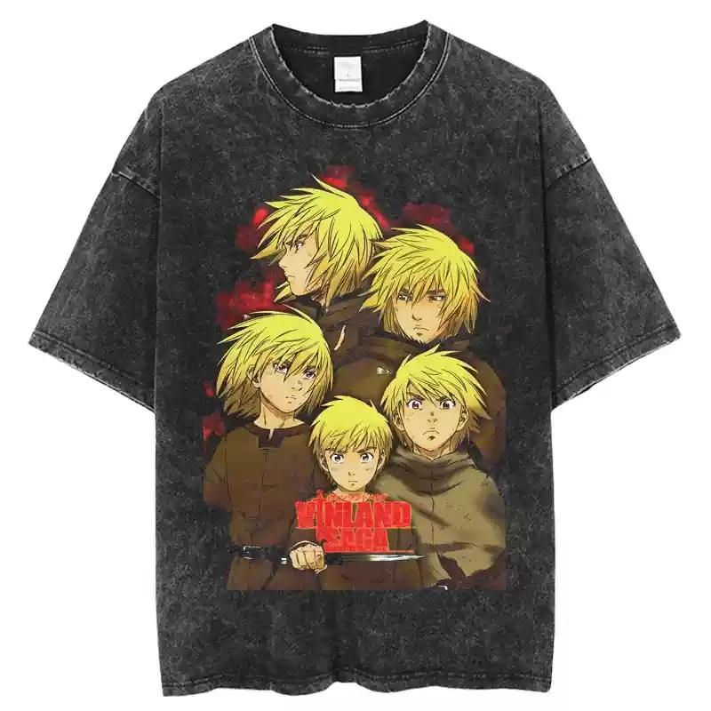 VINLAND SAGA Manga Graphic Tshirt Thorfinn T Shirt Mens Clothing Short Sleeve Tee Cotton Harajuku Washed Oversized Tshirt