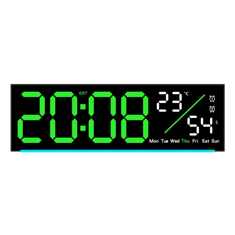 Large Digital Wall Clock with Mood Light TEMP Date Week 2 Alarm Auto Dimming Count-up Countdown Table Clock 12/24H DST LED Clock