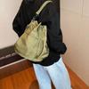 Casual Women Drawstring Bag Portable Solid Color Shoulder Bag Phone Crossbody Purse  Daily Use