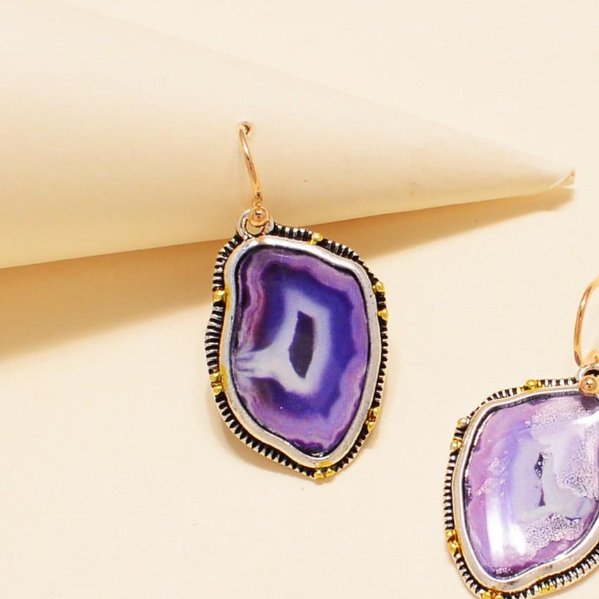Vintage Amethyst Two-Tone Pendant Earrings