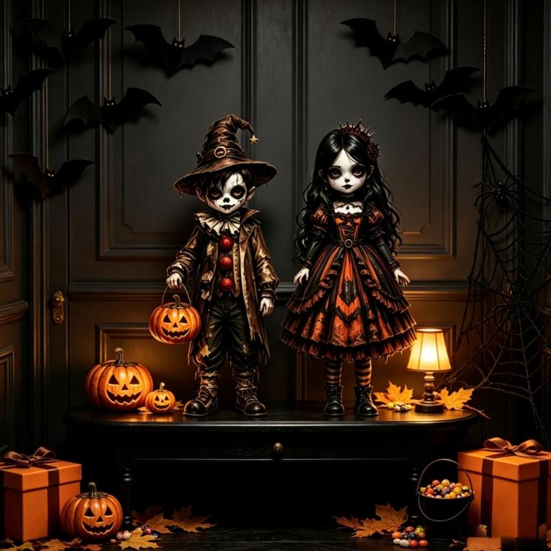 Halloween Schreibtischdekorationen Holz Tischplatten-Display Akzent für Kaminsims, Regal und Party-Dekoration, Ein ausgewählter Stil pro Packung