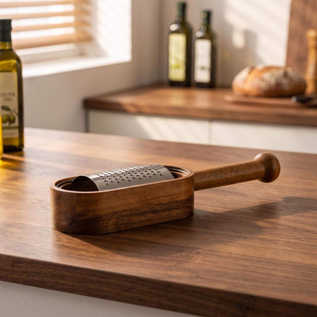 Handheld Cheese Grater with Wooden Frame Compact Kitchen Tool Long-Lasting