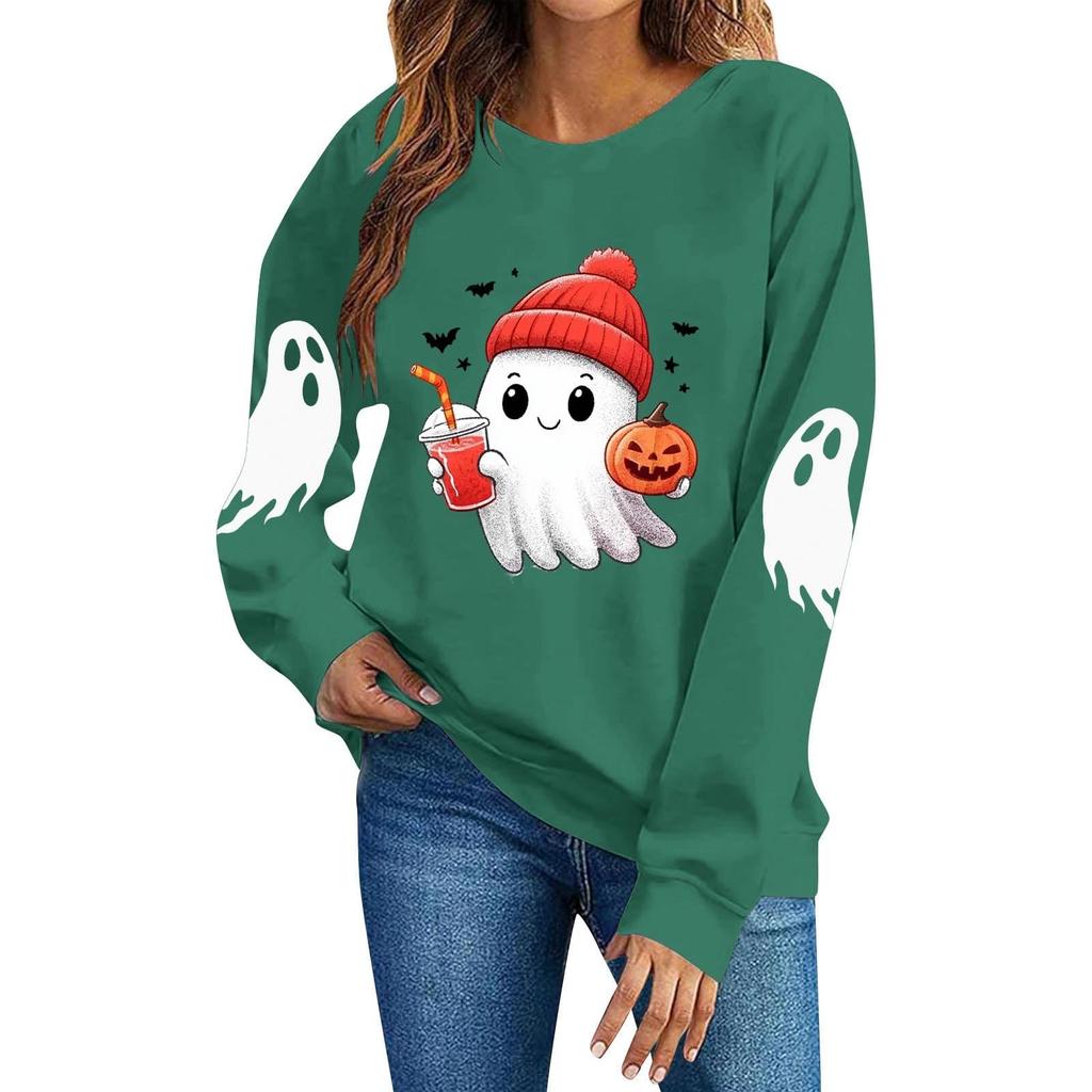 Women's Casual Halloween Hoodie Pullover Sweatshirt Long Sleeve for Holiday Party and Everyday Wear