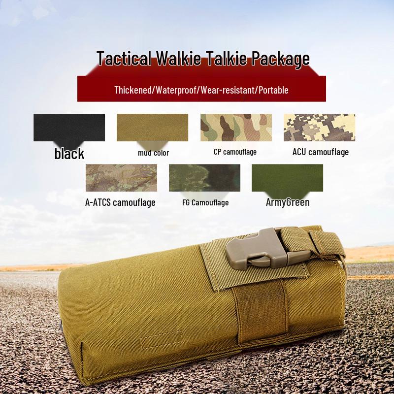 Camouflage Molle Tactical Vest Hanging Bag for Outdoor and CS Equipment, Walkie-Talkie Pouch
