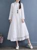 Robe Printemps Femme Vestidos Robe Elbise Lâche Grande Taille Coton Lin Double Couche Longue Robe