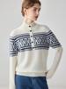 Women's Ethnic Style Fair Isle Jacquard Cashmere Half-Zip Sweater - Loose, Thick Winter Knit Top