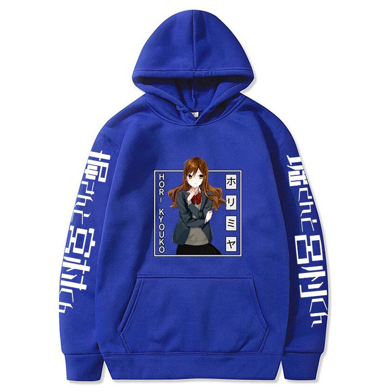 

Свитшот Horimiya Anime Hori Kyouko с симпатичным графическим принтом и капюшоном для мужчин и женщин, эстетичные модные толстовки с капюшоном Harajuku Oversize-свитшот 4XL синий