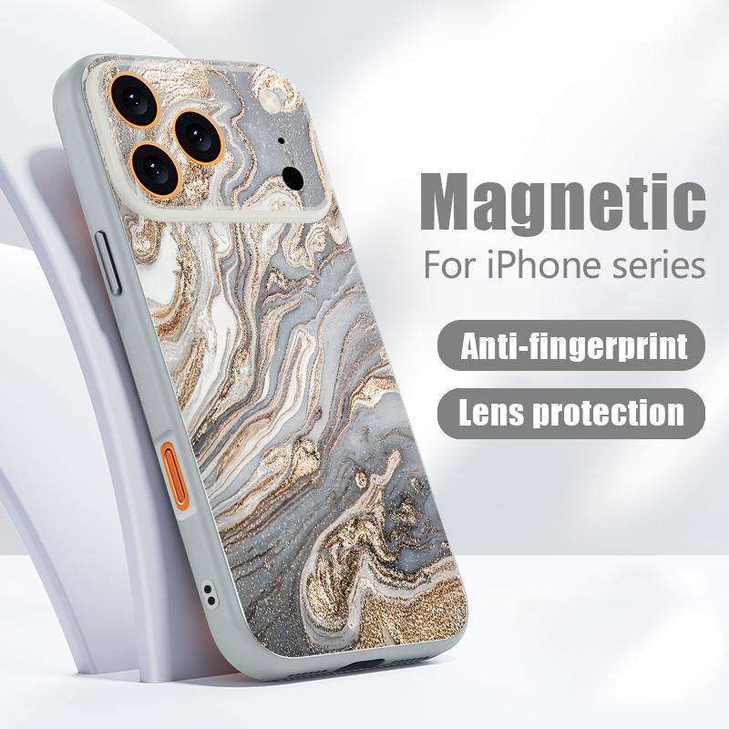 Sandstone Marble Pattern Case For iPhone 17 Pro Max Funda iPhone 16 15 14 13 Pro Max Magnetic For Magsafe Hybrid Slim Matte Cover