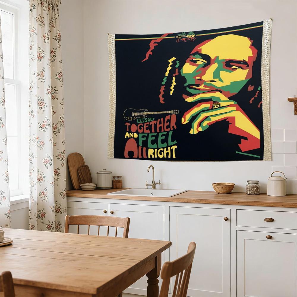Bob Marley Reggae Tribute Freedom Polyester Wall Hanging Tapestry, Aesthetic Home Decor for Bedroom Dorm Photo Backdrop