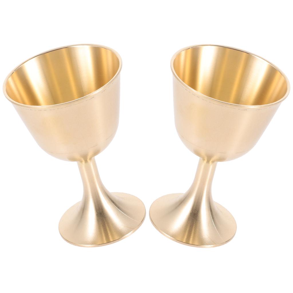 2Pcs Copper Offering Cups Cups Decorative Sacrifice Goblets Holy Water Holders for Temple Home Decor