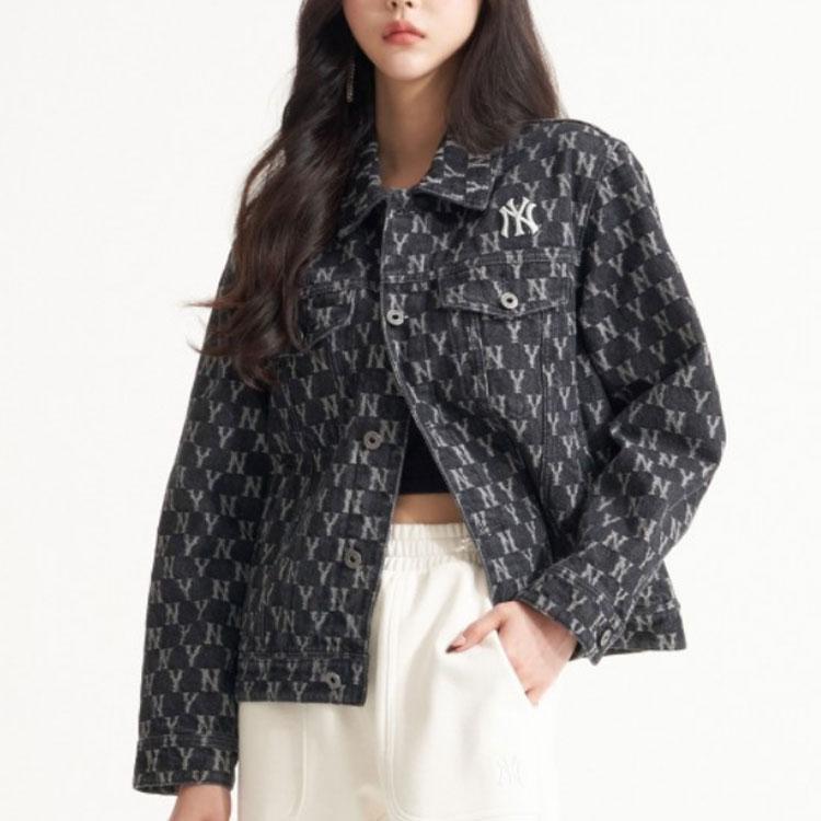 MLB SS22 New York Yankees Letter Print Loose Denim Jacket Women Jacket Gray 3ADKM0121-50GRD