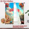 2D flat printing 2pcs Curtains Carnival Ferris Wheel Welcome Balloons Digital Printed Polyester Drapes Party Decorations Use for