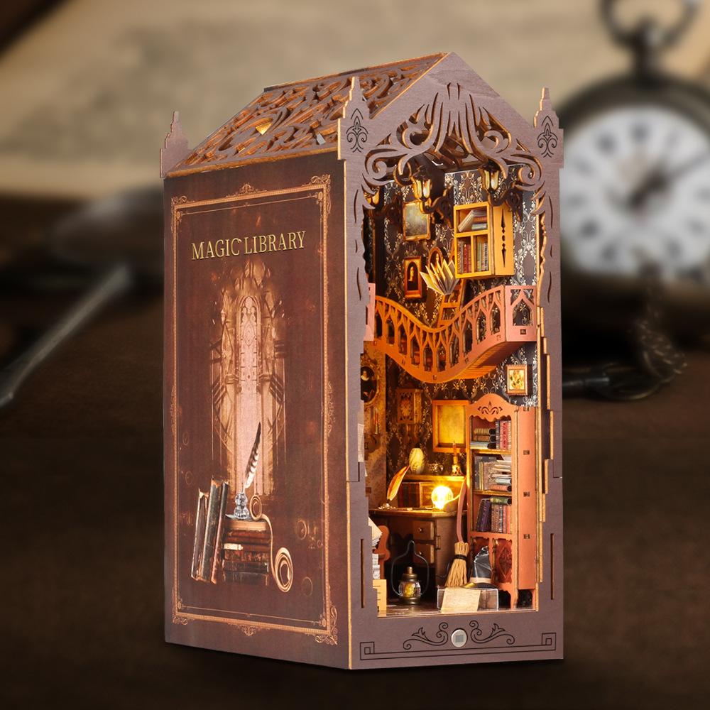 Волшебная Библиотека 3D Пазл Подставка для Книг Современное Ремесло Деревянная Модель для Взрослых Уникальный Подарок на День Рождения и Декор для Стола