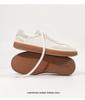 Men's Old Money Style Low-Top Breathable Cowhide Spliced Linen White Skate & Running Shoes