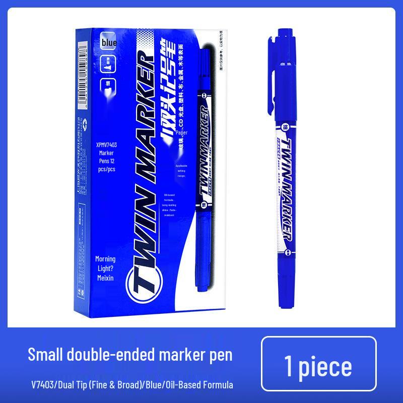 Qixin Dual-End 0.5mm Quick-Dry Liner Pen: Black & Red