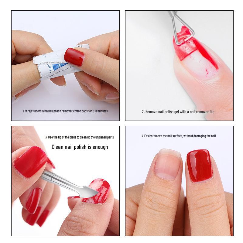 Nail Art Remover Tool: Double-Ended Steel Pusher & Cuticle Remover for Gel Polish