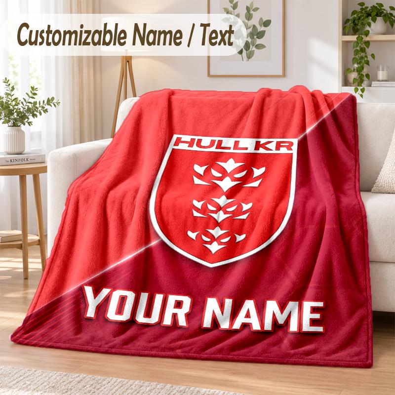 Custom Text Flannel Blanket Hull KR Print Warm Cozy Blanket Home Sofa Bedding