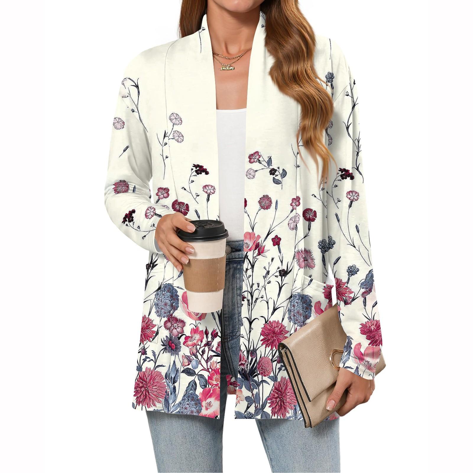 

Women s Lightweight Cardigan Sweaters Open Front Long Sleeve Casual Loose Thin Cardigans With Pockets S коричневий