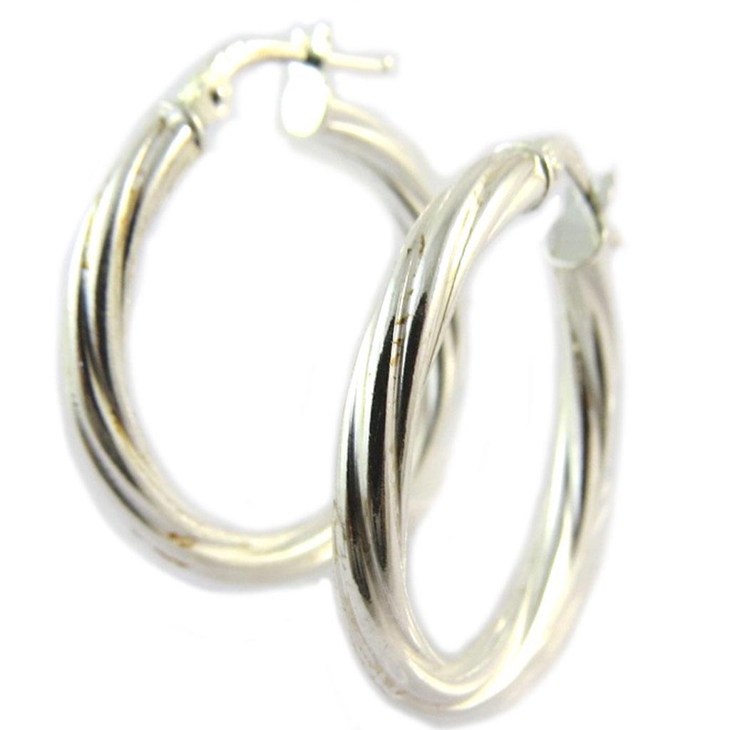 Les Trésors De Lily [P1690] - Silver 'Torsades' Hoop Earrings (rhodium-plated) - 20 Mm 3 Mm