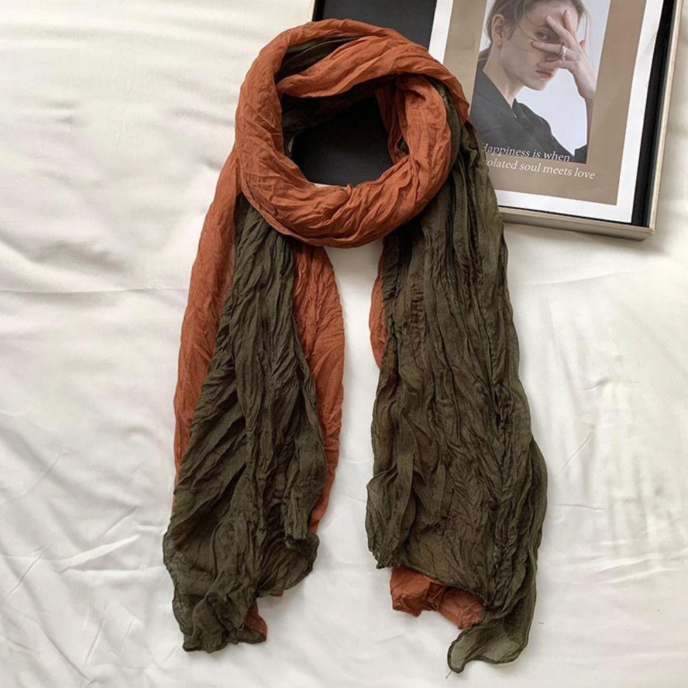 Warm Gradient Texture Scarf Windproof Bandana Shawl Wraps Multifunction Long Hijab Scarf  Travel