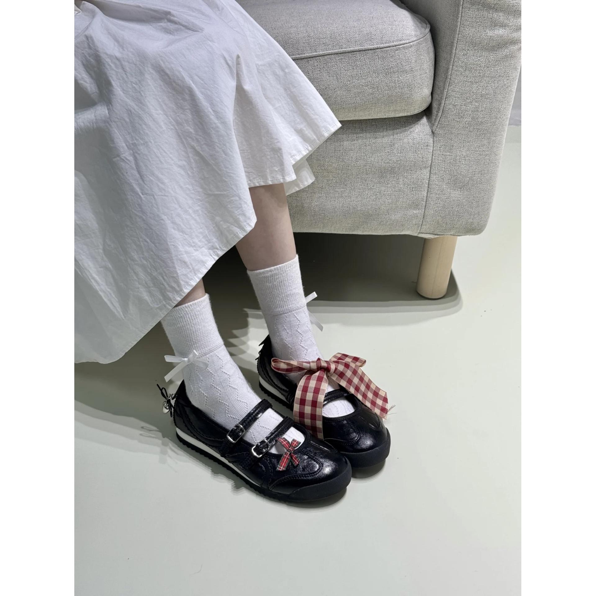 

Sheepskin~ Su Shi round head ballet style one-word buckle Mary Jane shoes women s 2025 new inner height increase shallow mouth single shoes 40 чёрный