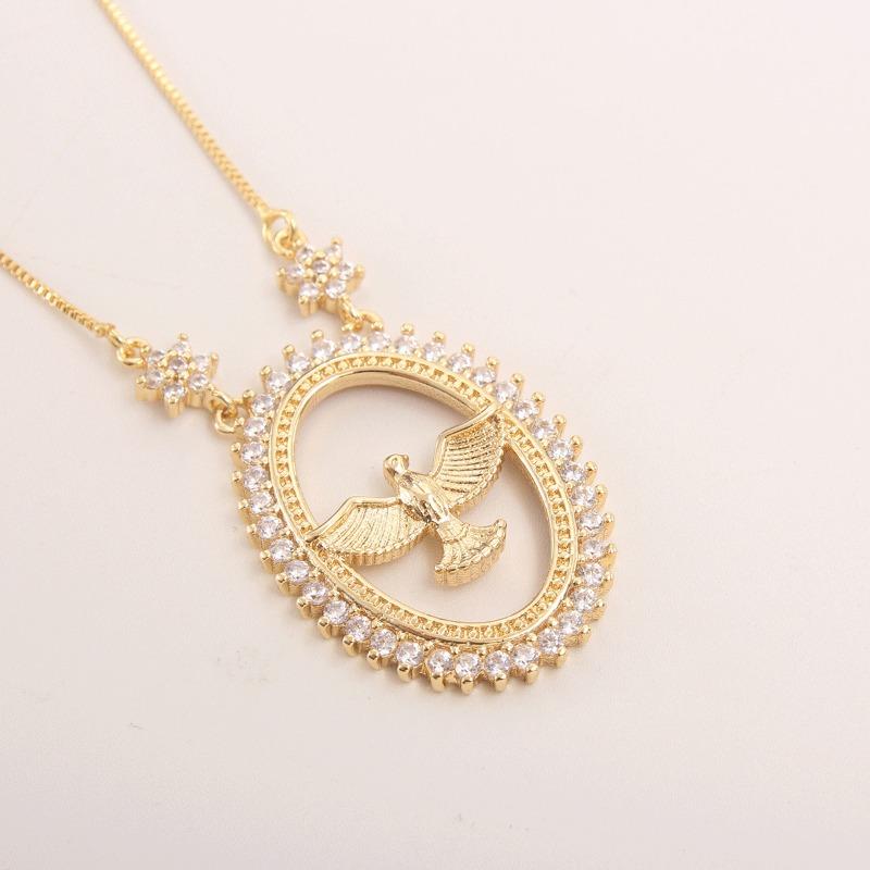 Holy Spirit Bird Women's Pendant Necklace Set with Zirconia Multi-color Decorative Necklace