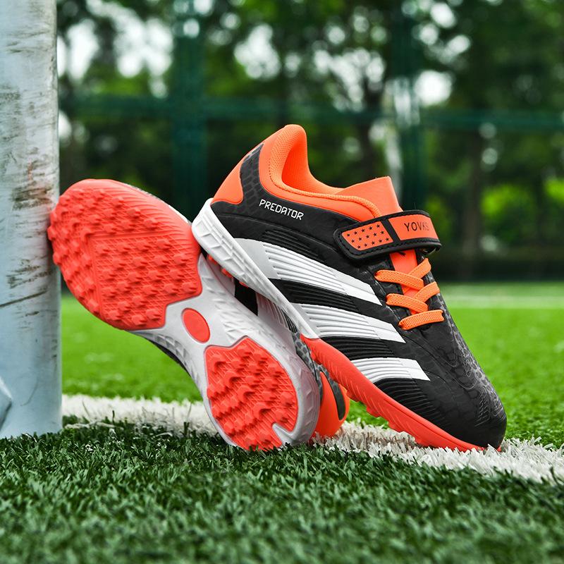 

New children s football shoes men s broken nails TF primary school students and girls Velcro youth grass anti-skid training shoes 35