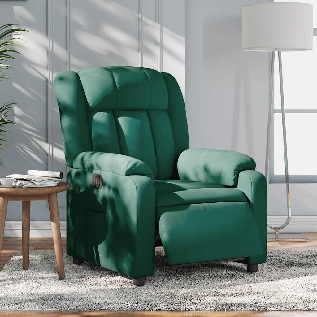 Vidaxl Electric Recliner, Dark Green, Fabric Upholstered