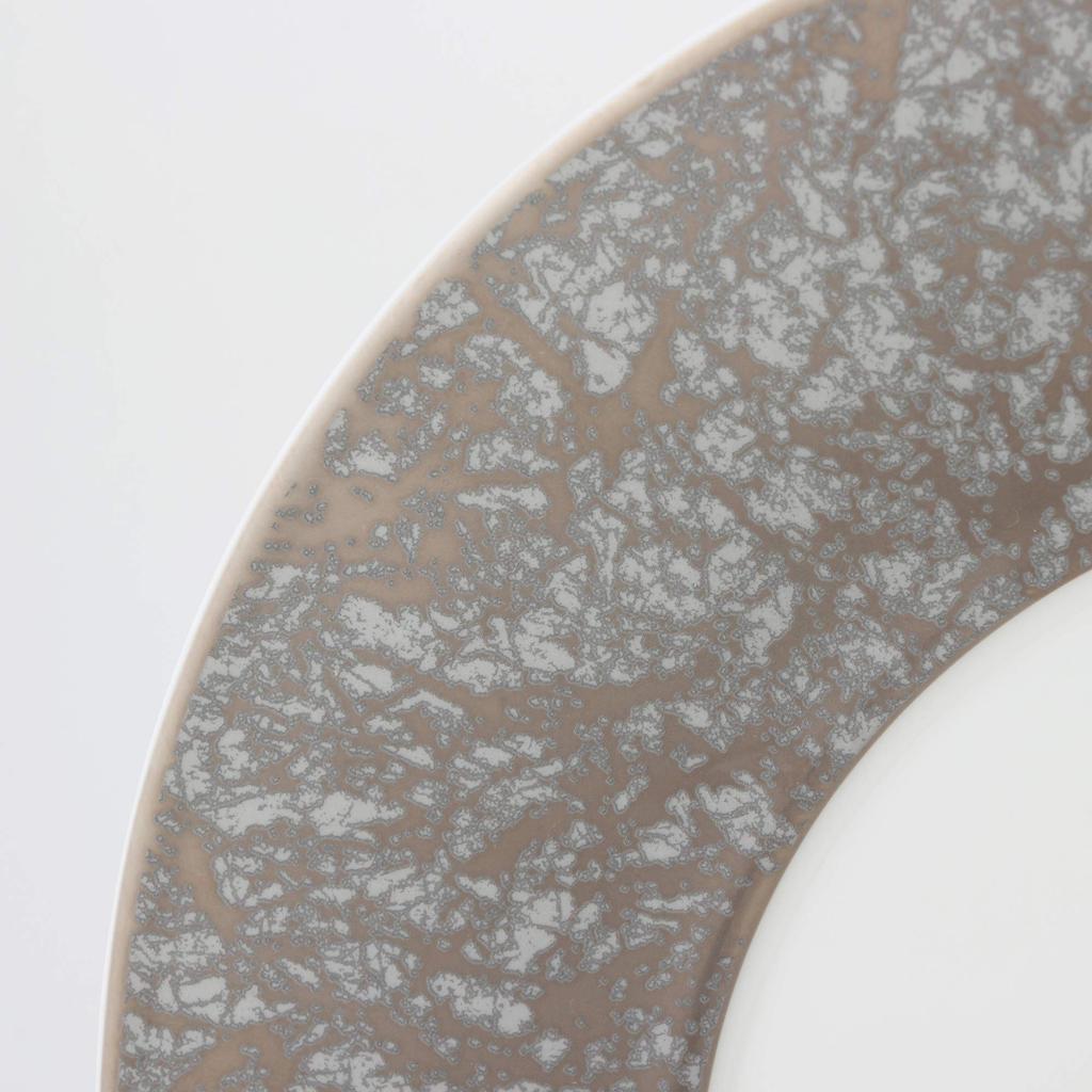 NARUMI Plate Washi 30cm Silver Stylish Elegant Large Plate Flat Plate Rim Made In Japan (Platinum) 51356-5727