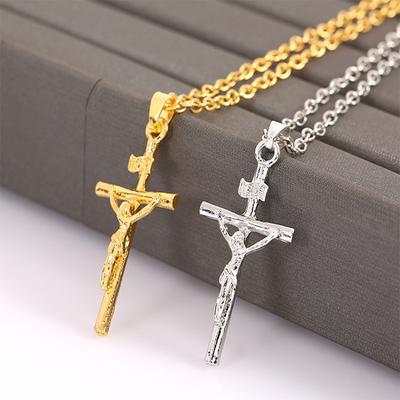 Fashion Plated INRI Crucifix Jesus Trendy Pendant Necklace