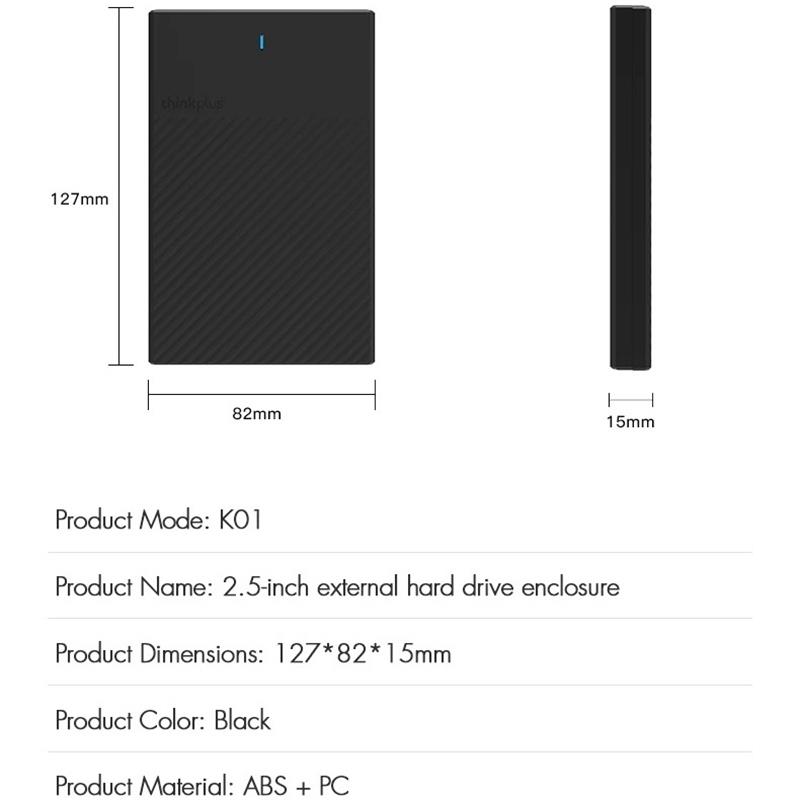 Lenovo K01 HDD Case 2.5 SATA to USB 3.0 Adapter External Hard Drive Enclosure Reader for SSD Disk HDD Box Case HD 2.5 HDD Case