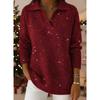 Effen Pullover Lange Mouwen Omgeslagen Kraag Losse Pasvorm T-shirt