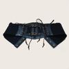 Lace Corset Punk Black Wide Belt With Chain Pu Leather Slimming Body Belts for Women Elastic High Waist Belt Female Cummerbunds