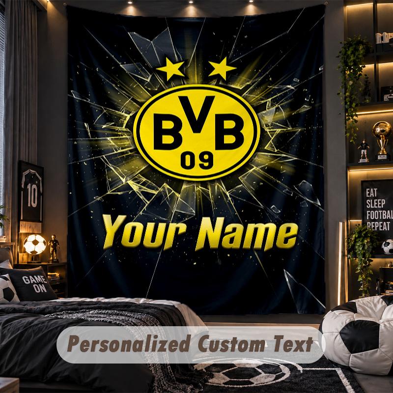 ArazzoBorussia Dortmund Nome Personalizzato Testo Appeso a Parete Personalizzato Arazzo Decorazione Parete Casa