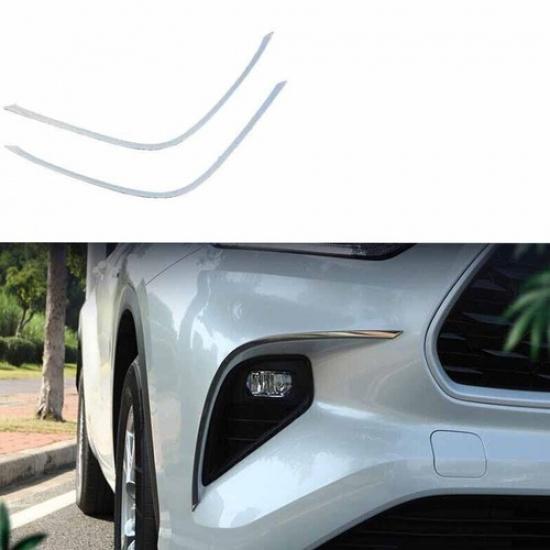 For Toyota Highlander - Front Fog Light Lamp Strip Trim Chrome Steel 2x