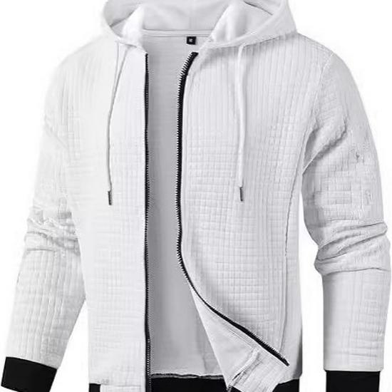 European Style Men's Lightweight Hooded Full Zip Waffle Knit Jacket (2025)