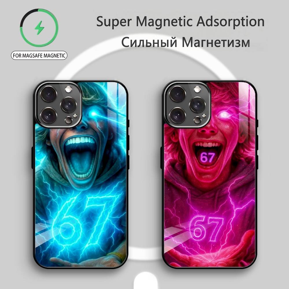 67 S-Six Seven Coque de Téléphone Pour iPhone17,16,15,14,13,12,11 Plus,Pro Max Magnétique Pour Magsafe Chargement Sans Fil