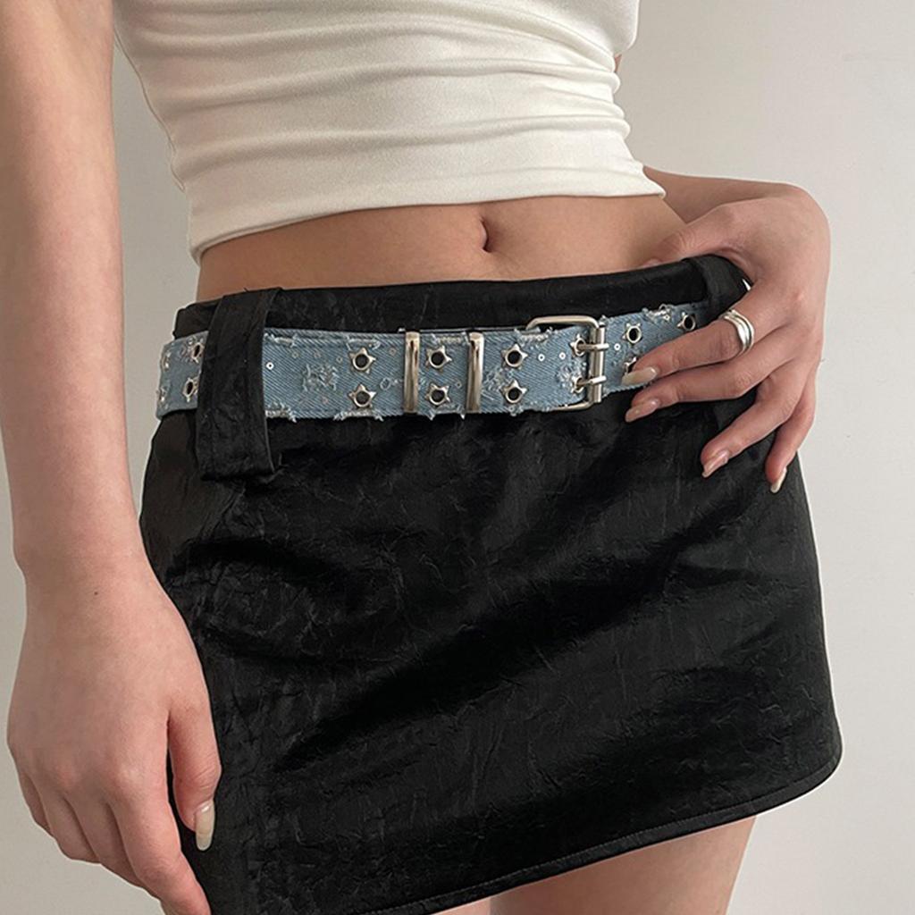Fashion Adult Waist Belt with Adjustable Double Pin Buckle Waistband Harajuku Waist Belts for Women Distressed Belt