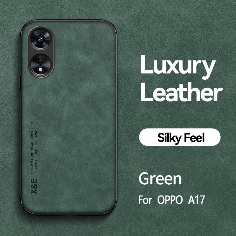 For Oppo A17 4G Cover 6.56'' Luxury Leather Magnetic With Metal Plate Kickstand Phone Cases for Oppo A17 A 17 CPH2477 Back Cover