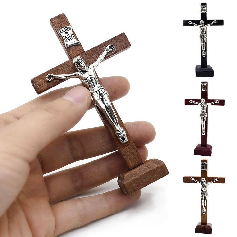 With Stand Wood Crucifix Catholic Vintage Religious Decoration Gift Catholic Jesus Cross  Church