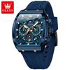 OLEVS Man Watch Fashion Silicone Strap 24 Hour Moon Phase Waterproof Chrono Men's Wrist Watch Original Quartz Watch for Men 2942