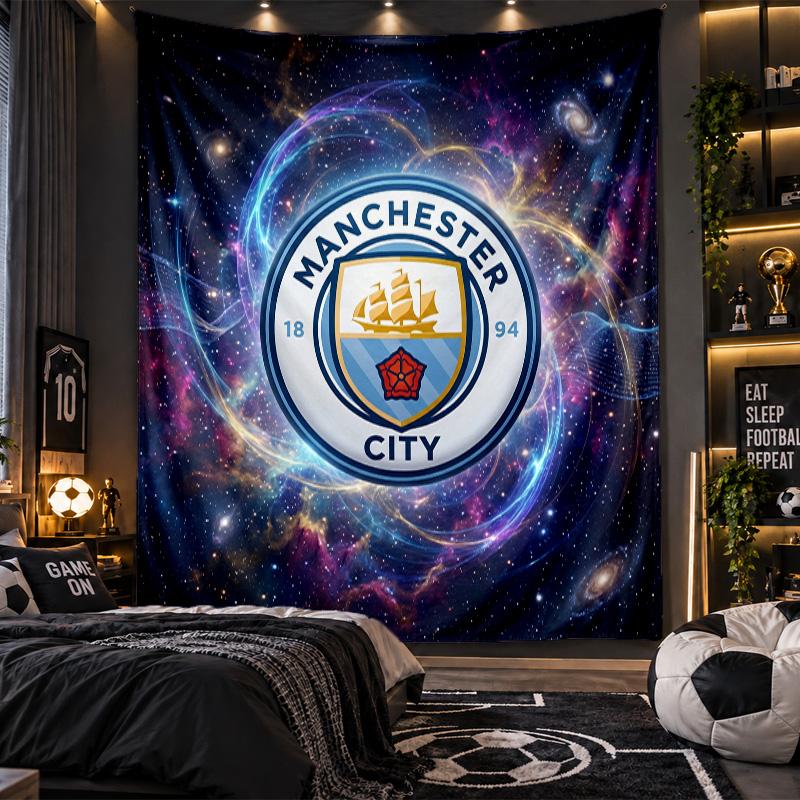 Nástěnná tapisérie s potiskem Manchester City Látka pro obývací pokoj Ložnici Domácí dekorace