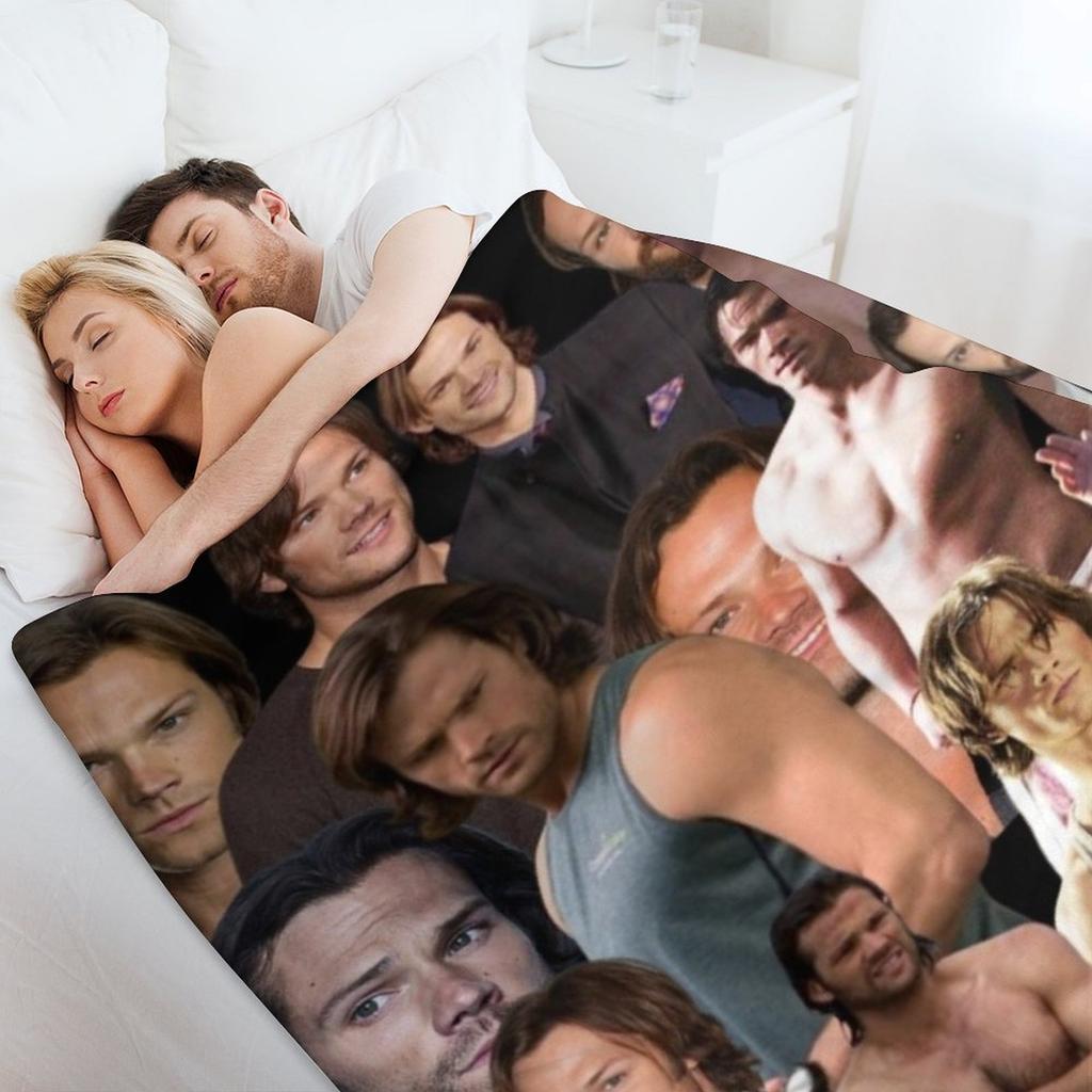 jared padalecki photo collage Throw Blanket Sofa Quilt Travel Large warm winter Blankets
