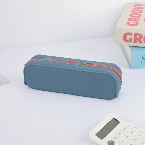 Silicone Pencil Case, Large Capacity Rectangle Pen Holder, Washable Cute Stationery Organizer for Office School