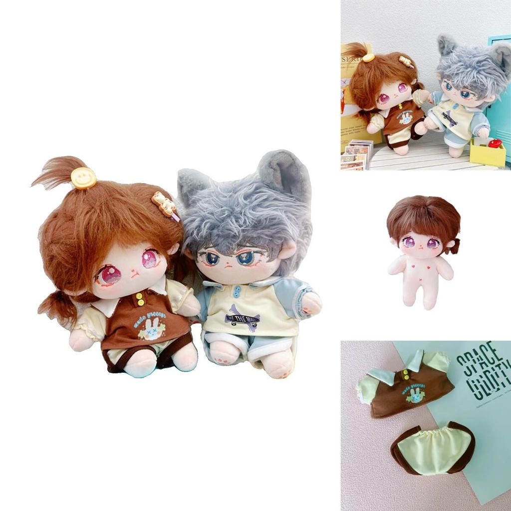 20cm Cotton Doll Plush Toy With Two Sets Of Clothes Keep Warm Shortcut Sweatshirt And Pants