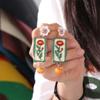 Charm Metal Geometric Stud Earrings Painting Bohemian Dangle Earring  Gift